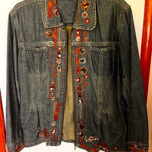 Chicos denim embellished jacket